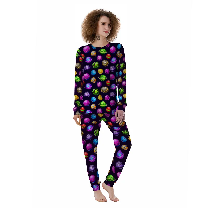 Fantasy Planets In Space Universe Print Pattern Women's Pajamas Spa pajama sets