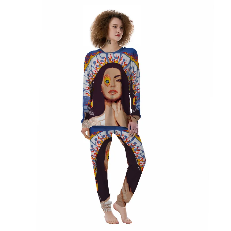 Fire Psychedelic Women Print Women's Pajamas Summer pajama sets