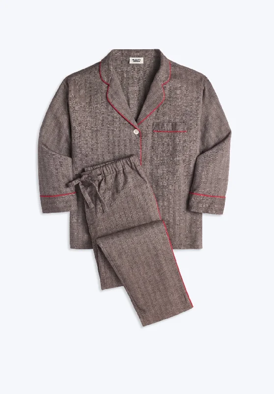 Marina Pajama Set in Brown Herringbone Flannel Nursing pajama sets