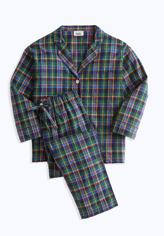 Marina Pajama Set in Multi Madras Plaid Best pajama sets for lounging