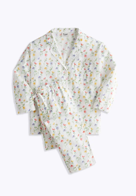 Marina Pajama Set in White Vintage Floral Designer pajama sets