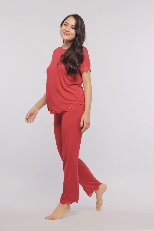 Romantic Red Lace Pajama Set Forever 21 pajama sets