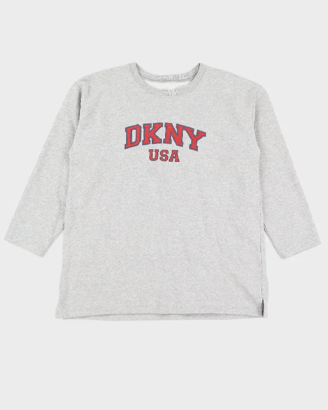 Vintage 00s DNKY USA Women's Grey Sweatshirt - L Maternity pajama sets