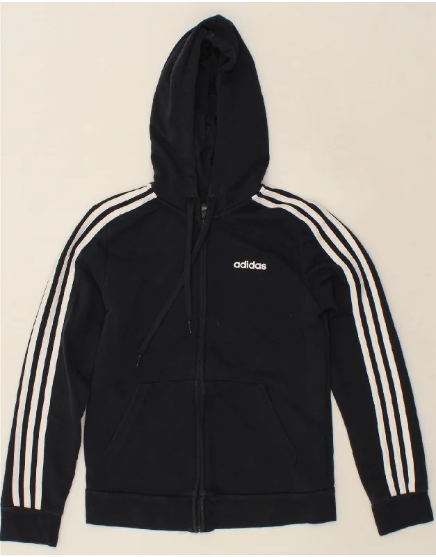 ADIDAS Womens Zip Hoodie Sweater UK 8/10 Small Navy Blue Cotton Women's sweaters