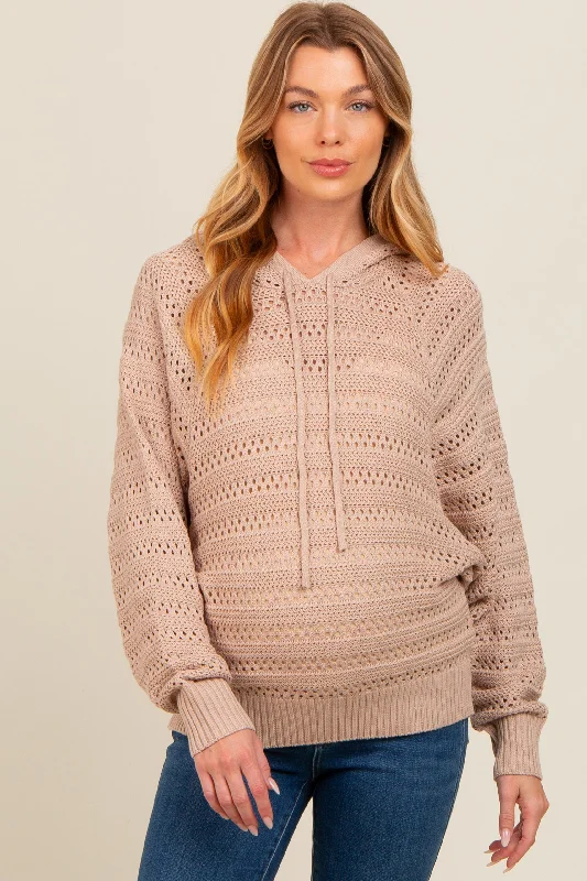 Beige Pointelle Knit Maternity Sweater Best sweaters for formal occasions