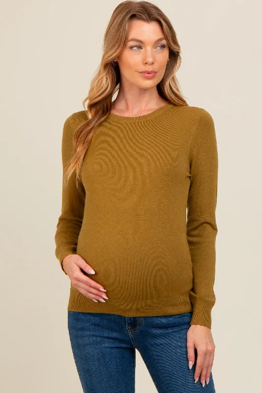 Olive Basic Soft Knit Maternity Sweater Cheap sweaters