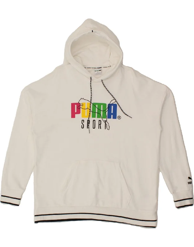 PUMA Womens Graphic Hoodie Jumper UK 20 2XL White Cotton Best everyday sweaters