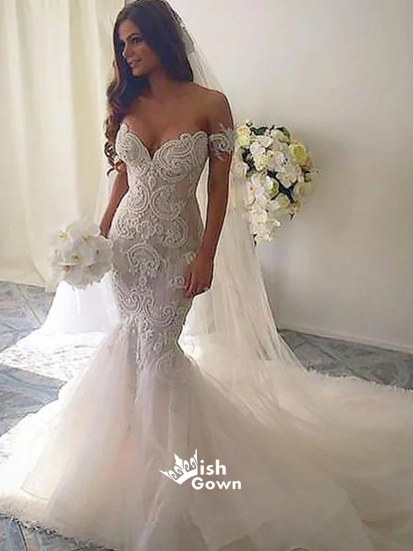 Gorgeous Sexy Tulle Applique Lace Elegant Long Wedding Dresses, WG661 Luxury Lace Gown