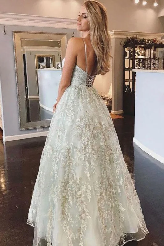 Spaghetti Straps Lace Appliques Beach Wedding Dresses with Lace up Wedding Gowns W1078 Silk Wedding Gown