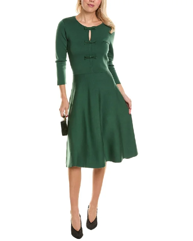 Carolina Herrera Flare Wool-Blend Midi Dress Comfortable midi dresses for everyday wear