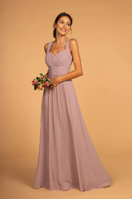 Chiffon Ruched Bridesmaid Long Formal Dress Lightweight maxi dresses for hot weather