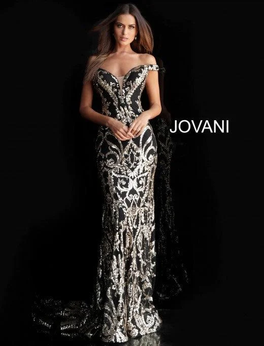 Jovani 63349 Long Formal Off Shoulder Prom Dress Comfortable maxi dresses for everyday wear