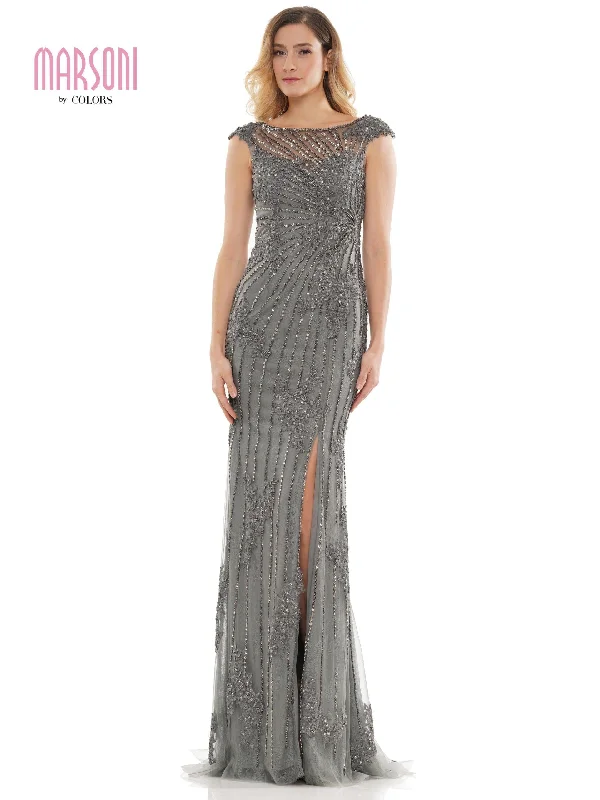 Marsoni Long Cap Sleeve Formal Beaded Dress 1128 Cheap maxi dresses