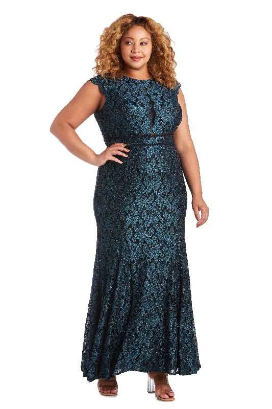 Nightway Plus Size Glitter Lace Long Dress 21699W Winter maxi dresses