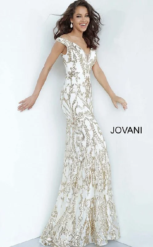 Jovani 63349 Prom Long Off Shoulder Metallic Dress Versatile maxi dresses for all occasions