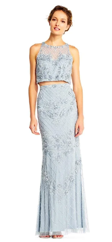 Adrianna Papell - AP1E201534 Beaded Halter Illusion Two Piece Gown Stretchy party dresses