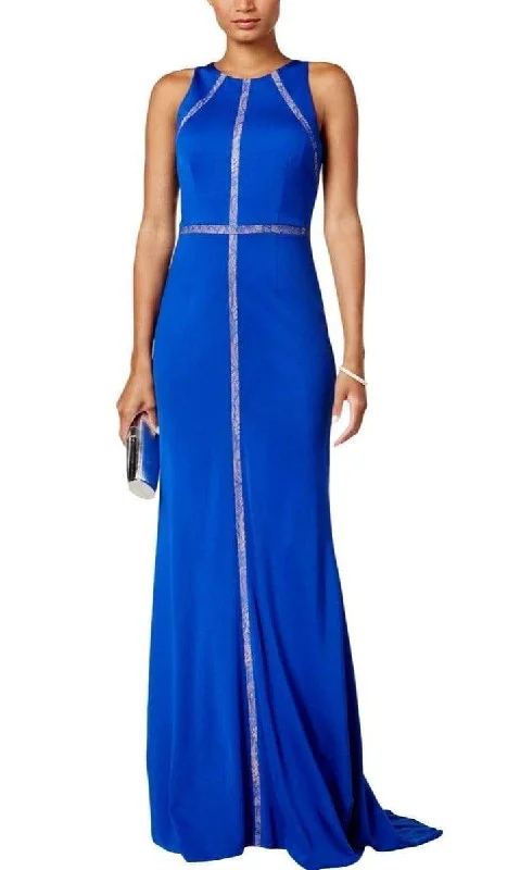 Adrianna Papell - AP1E202052 Jewel Neck Fitted Jersey Gown Halter party dresses