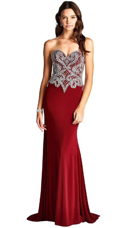 Aspeed Design - Bedazzled Strapless Sheath Evening Dress Shein party dresses