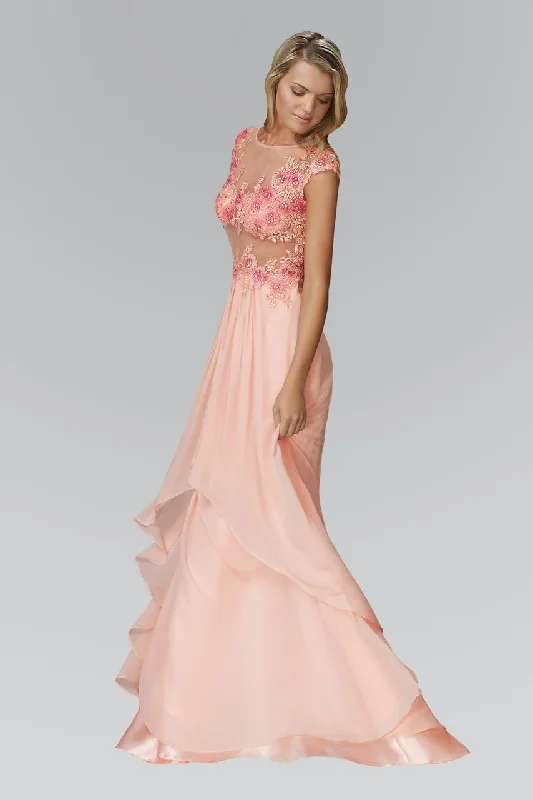 Elizabeth K - GL2108 Embellished Bateau Neck A-Line Gown Best party dresses for formal events