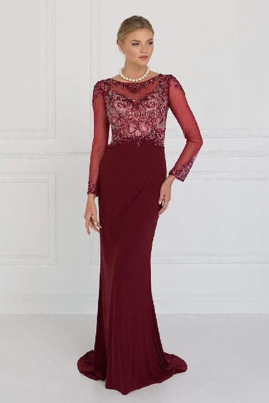 Elizabeth K - GL1506 Sheer Long Sleeves Sequined Evening Dress Street style party dresses