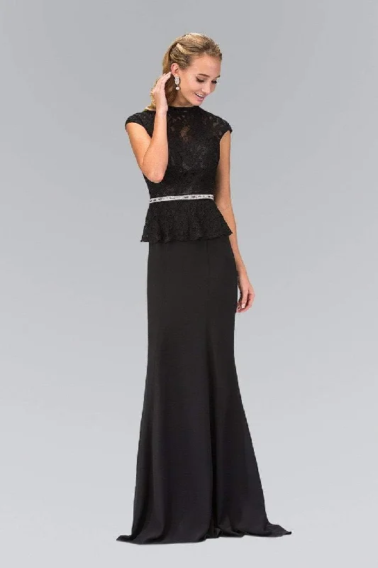 Elizabeth K - GL1421 Laced High Neck Gown Petite party dresses