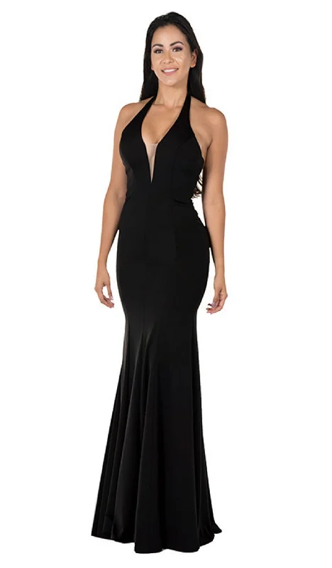 Poly USA - 8262 Deep V Neckline Halter Top Mermaid Evening Gown Expensive party dresses