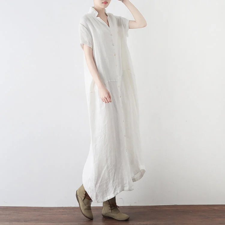 Women Loose Fitting Linen Cotton Dresses Irregular Summer Casual Irregular Women Dresses AMT96212 Embroidered unclassified dresses