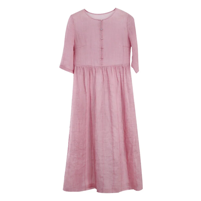 Pink Linen Women Dresses Summer Women Dresses WC961801 Sequin unclassified dresses