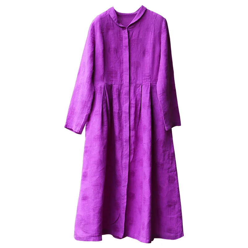 Purple Linen Women Dresses Summer Women Dresses WC961821 Striped unclassified dresses