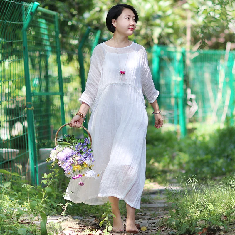 White Women Dresses Loose Fitting Spring Summer Women Dresses WC961835 Budget-friendly unclassified dresses