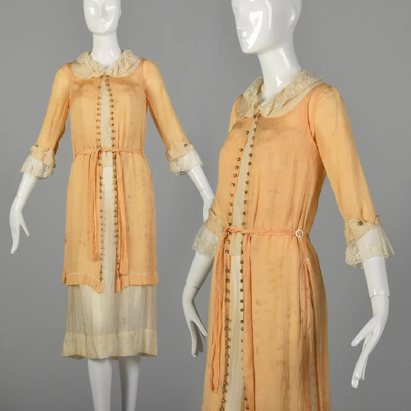 1910s Edwardian Coral and Ivory Day Dress Chic unclassified dresses