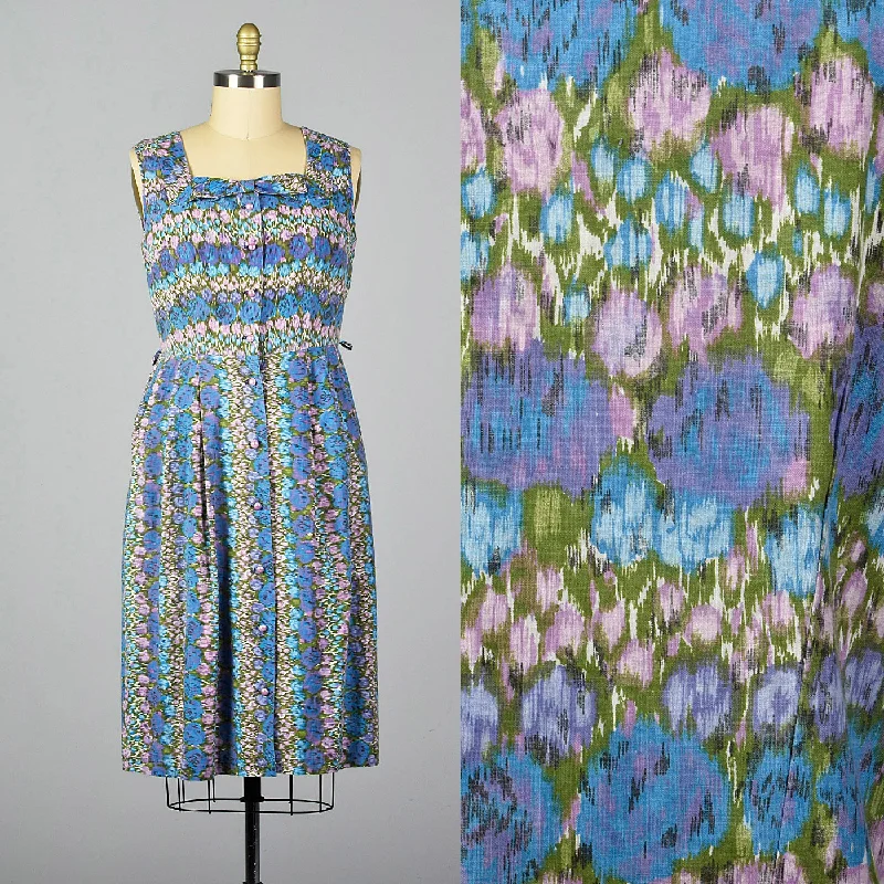 1950s Abstract Floral Print Dress Flowy floral dresses