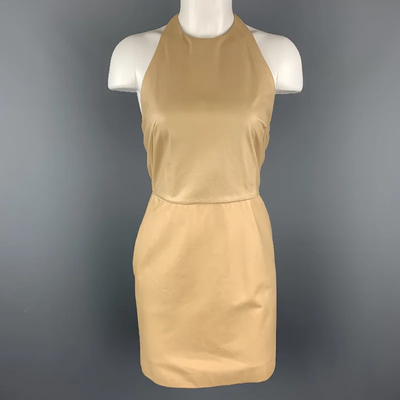 3.1 PHILLIP LIM Size 4 Camel Beige Leather Halter Dress Preppy unclassified dresses