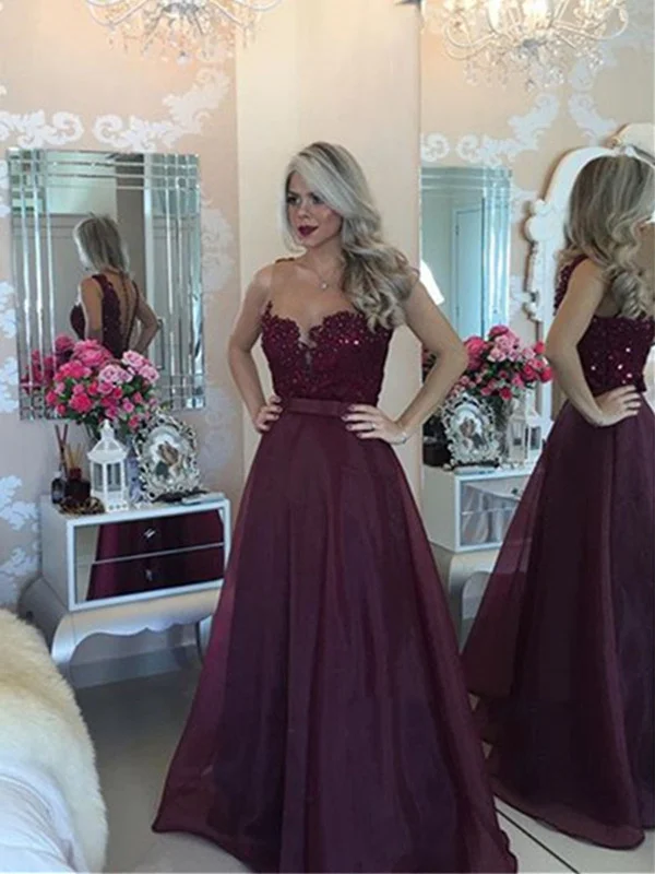 A Line Floor Length Maroon Prom Dress, Maroon Formal Dress, Burgundy Prom Dress Flowy unclassified dresses