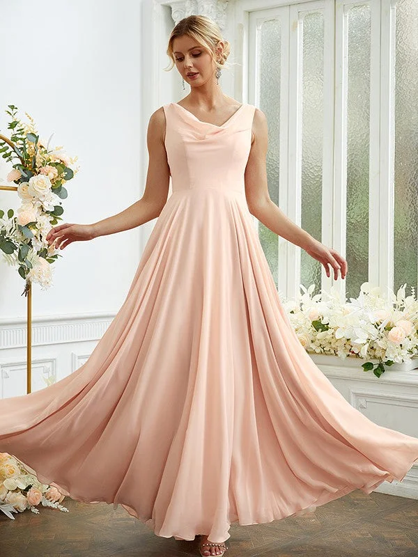 A-Line/Princess Chiffon Ruffles Scoop Sleeveless Floor-Length Bridesmaid Dresses Boho unclassified dresses