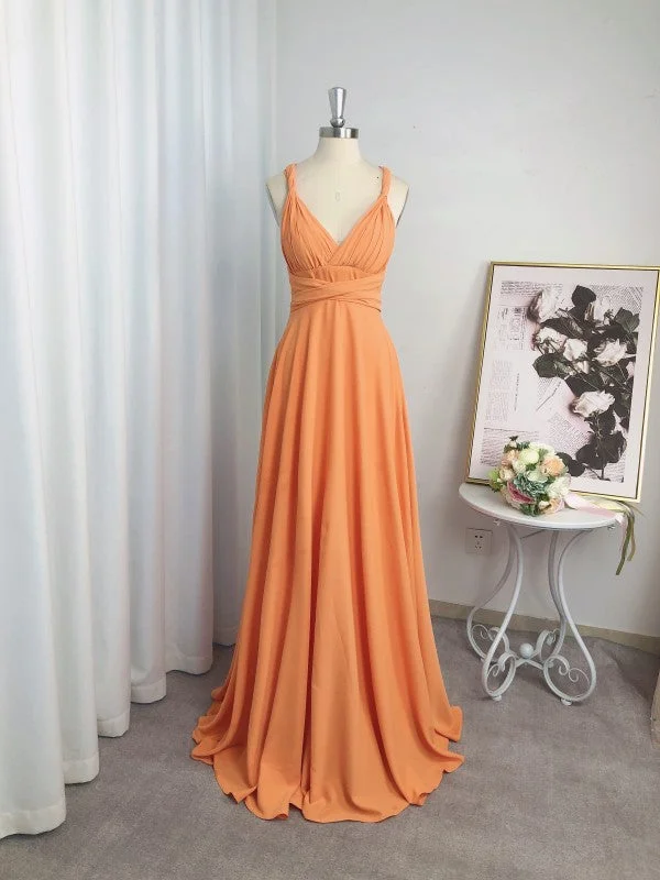 A-Line/Princess Jersey Ruched V-neck Sleeveless Floor-Length Bridesmaid Dresses Travel unclassified dresses