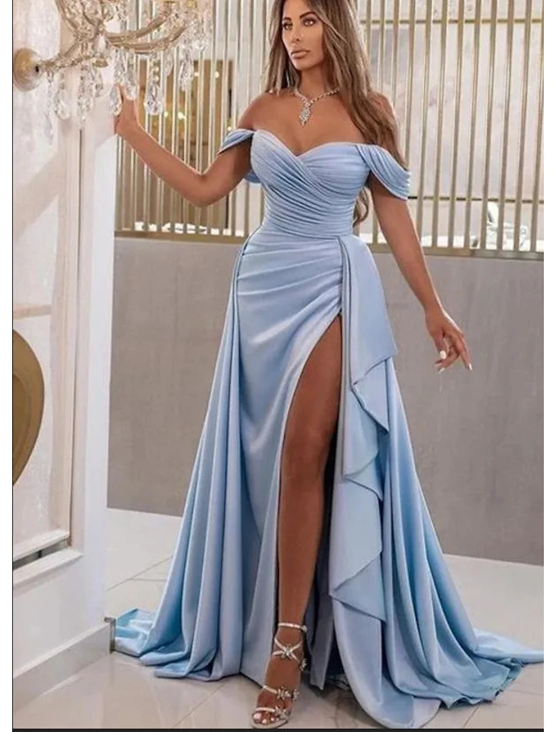 A-Line Prom Dresses High Split Dress Prom Formal Evening Sweep / Brush Train Sleeveless Sweetheart Satin with Slit Engagement unclassified dresses