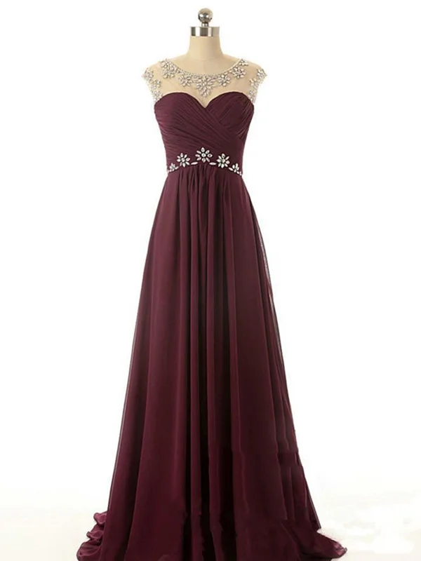 A Line Round Neck Maroon Prom Dress, Maroon Formal Dresses, Bridesmaid Dresses Lightweight unclassified dresses