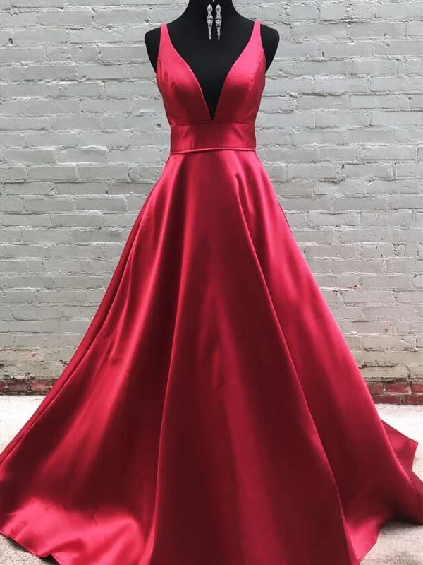 A Line V Neck Burgundy Prom Dresses, V Neck Burgundy Formal Bridesmaid Dresses Elegant unclassified dresses