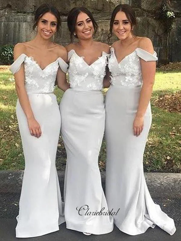 Appliques Fashion Bridesmaid Dresses, Off The Shoulder Mermaid Bridesmaid Dresses Color block unclassified dresses