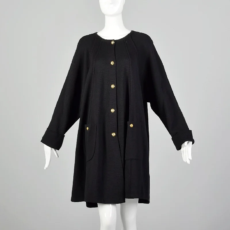 Arlette Nastat Black Oversized 1980s Knit Cardigan Dress Petite unclassified dresses