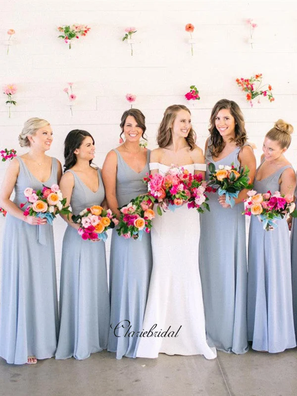 Blue A-line Bridesmaid Dresses, Popular Bridesmaid Dresses Color block unclassified dresses