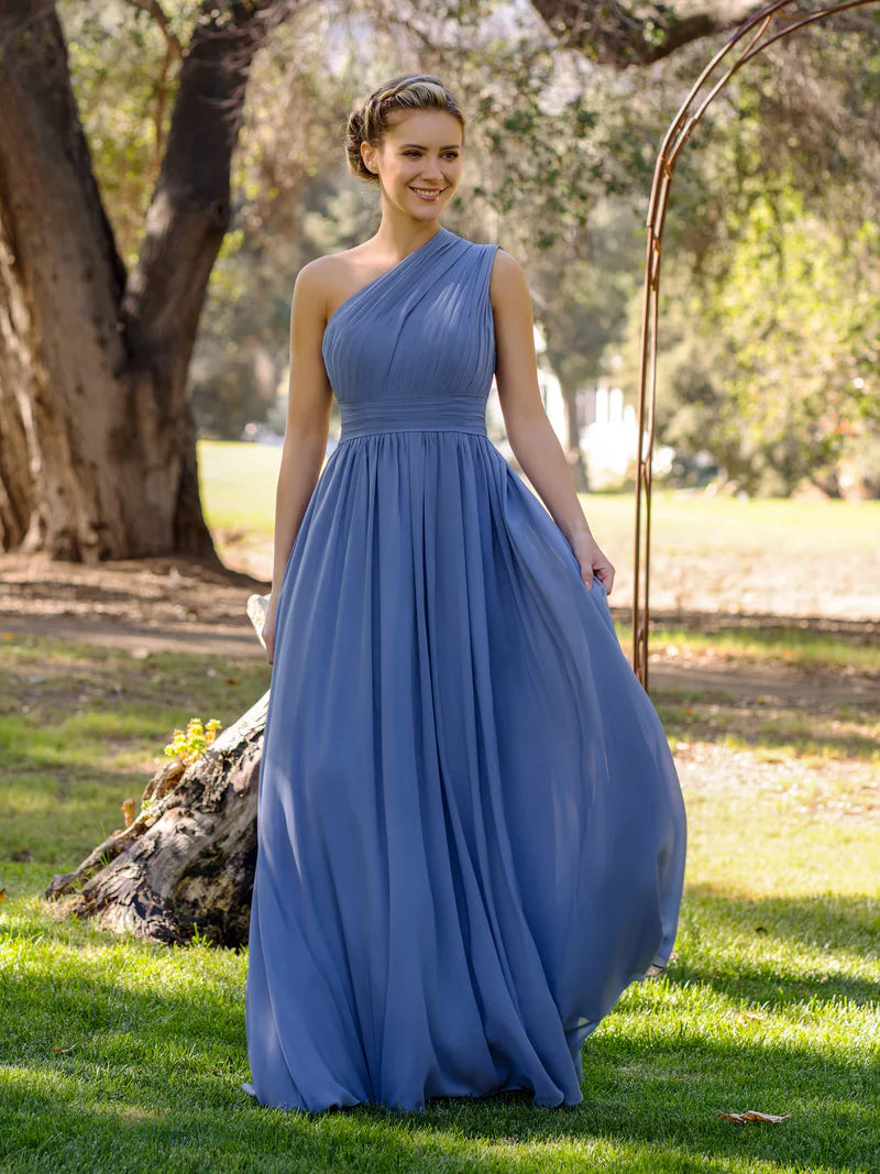 Bridesmaid Dress A-Line One-Shoulder Floor-Length Chiffon Trendy unclassified dresses