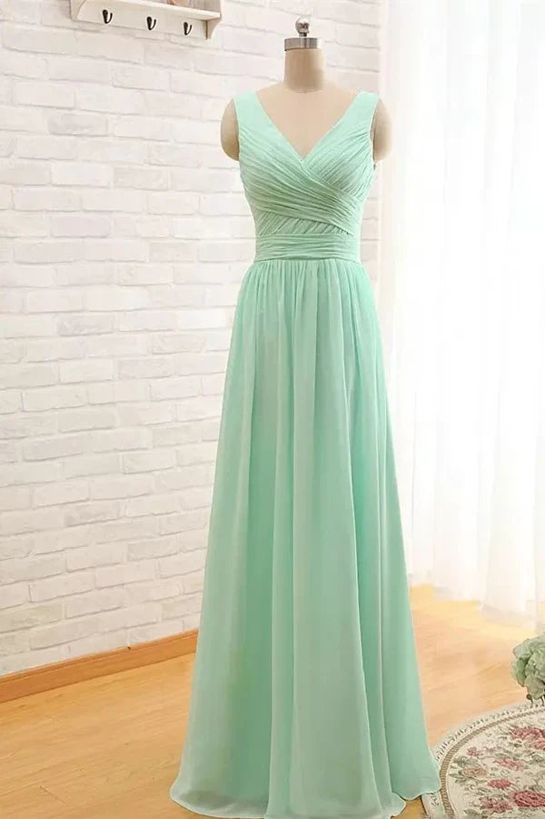 Bridesmaid Dress A-Line Sleeveless Floor-length Chiffon with Affordable unclassified dresses