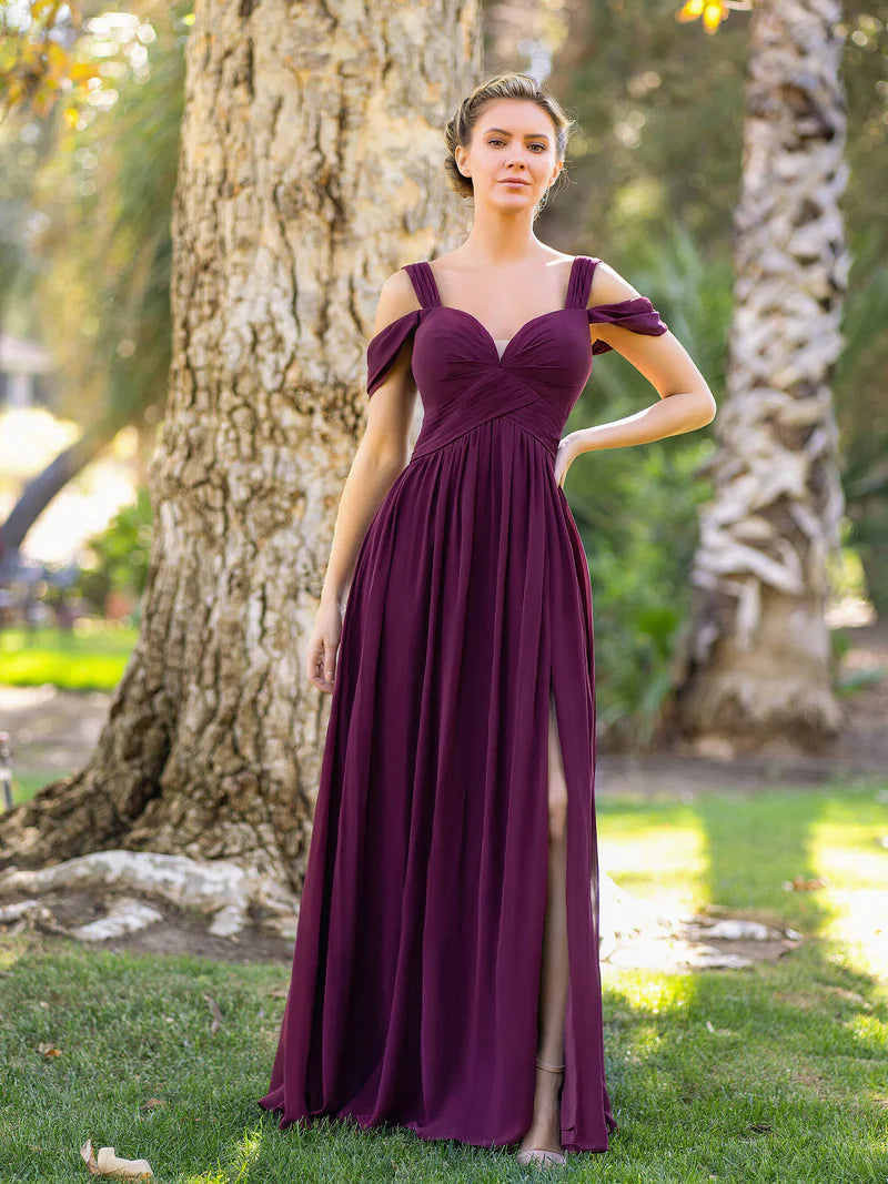 Bridesmaid Dress A-Line V-neck Floor-Length Chiffon Earthy tone unclassified dresses