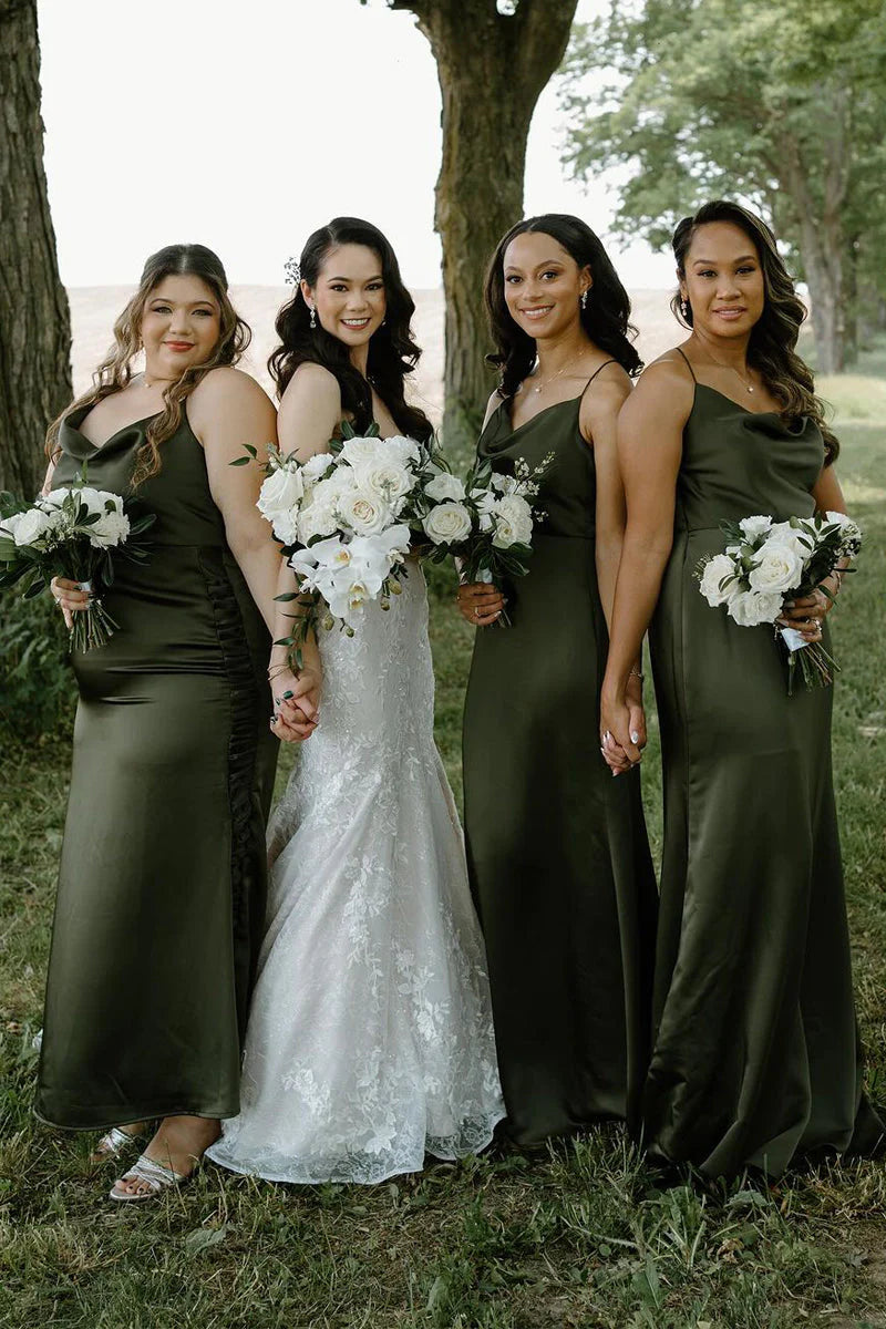 Bridesmaid Dresses Silk Satin Cowl Neck A-line unclassified dresses