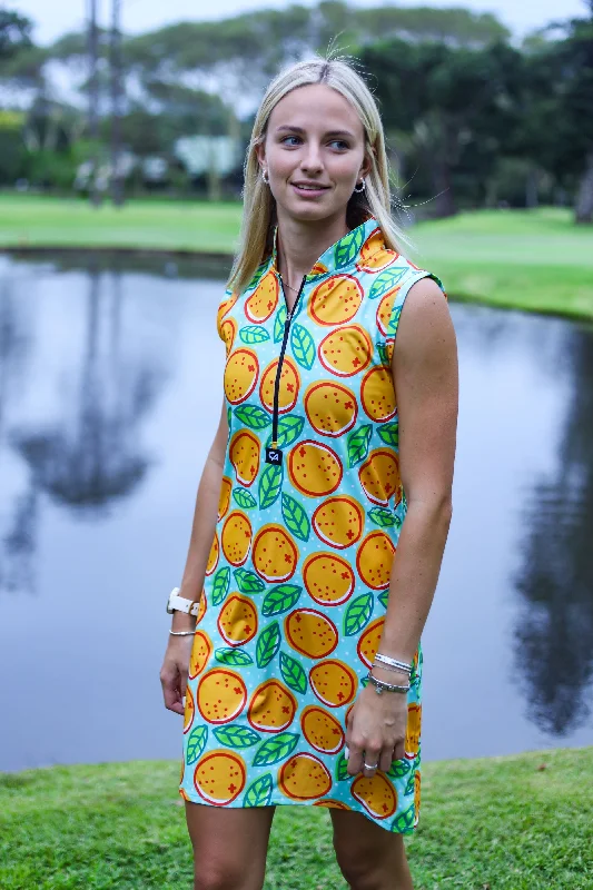 CA Funky Golf Dress | Turquoise Oranges Metallic unclassified dresses