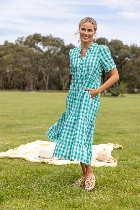 Caprice Dress - Green Gingham Wedding guest unclassified dresses