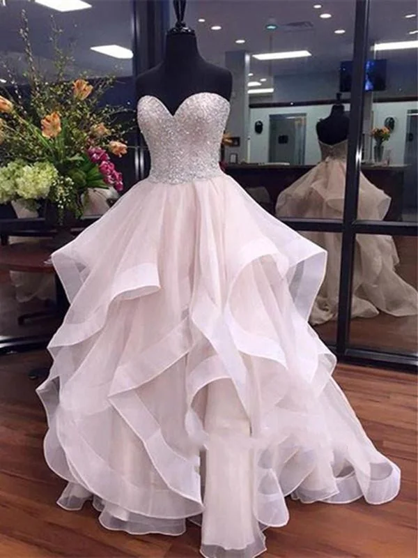 Custom Made Sweetheart Neck Floor-length Beading Organza Prom Dresses, Formal Gowns, Evening Dresses Cocktail unclassified dresses