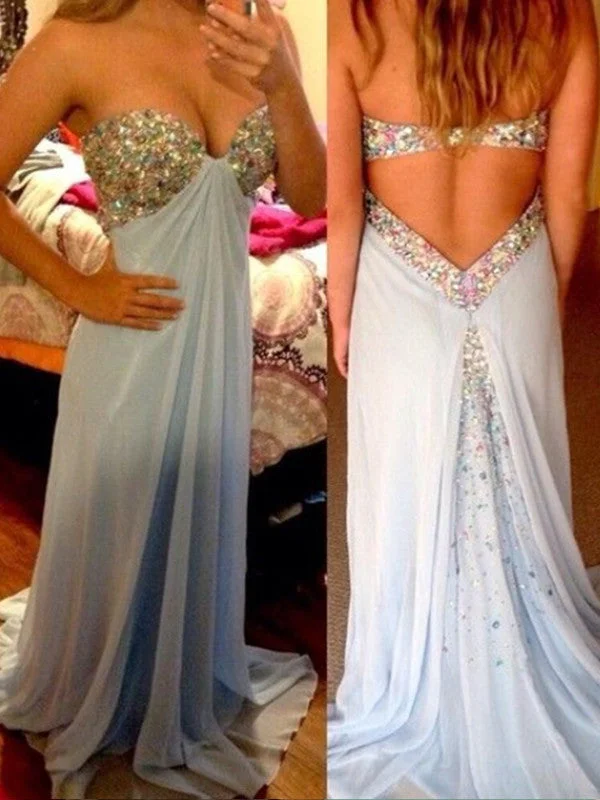 Custom Made Sweetheart Neck Floor Length Backless Light Blue Prom Dresses, Floor Length Formal Dresses Formal unclassified dresses